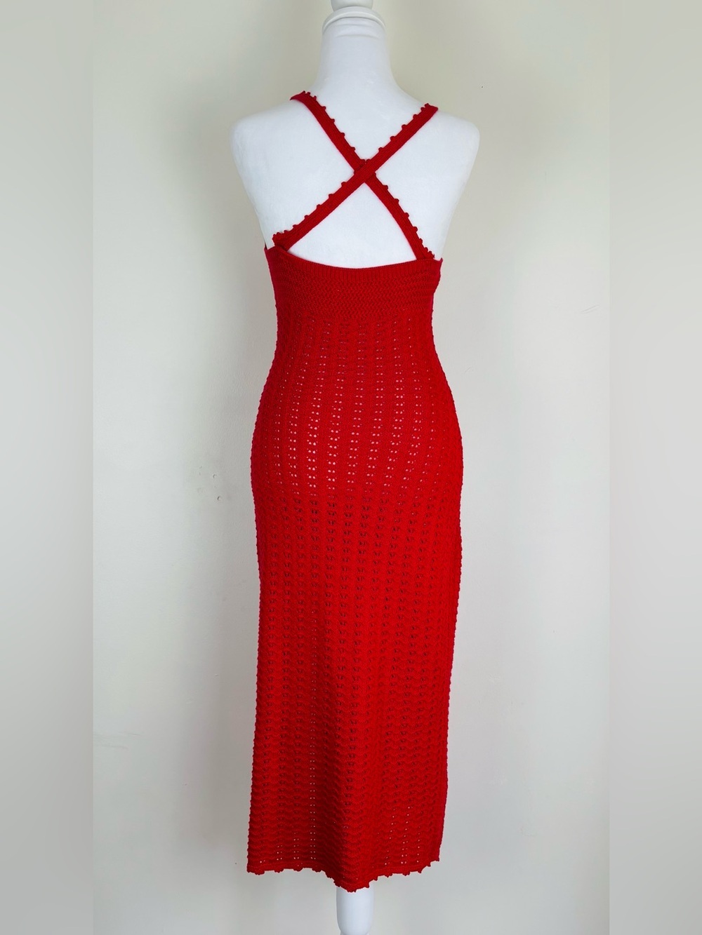 Aritzia Wilfred Red Crochet Evie Midi Dress. Medium. - Picture 7 of 11